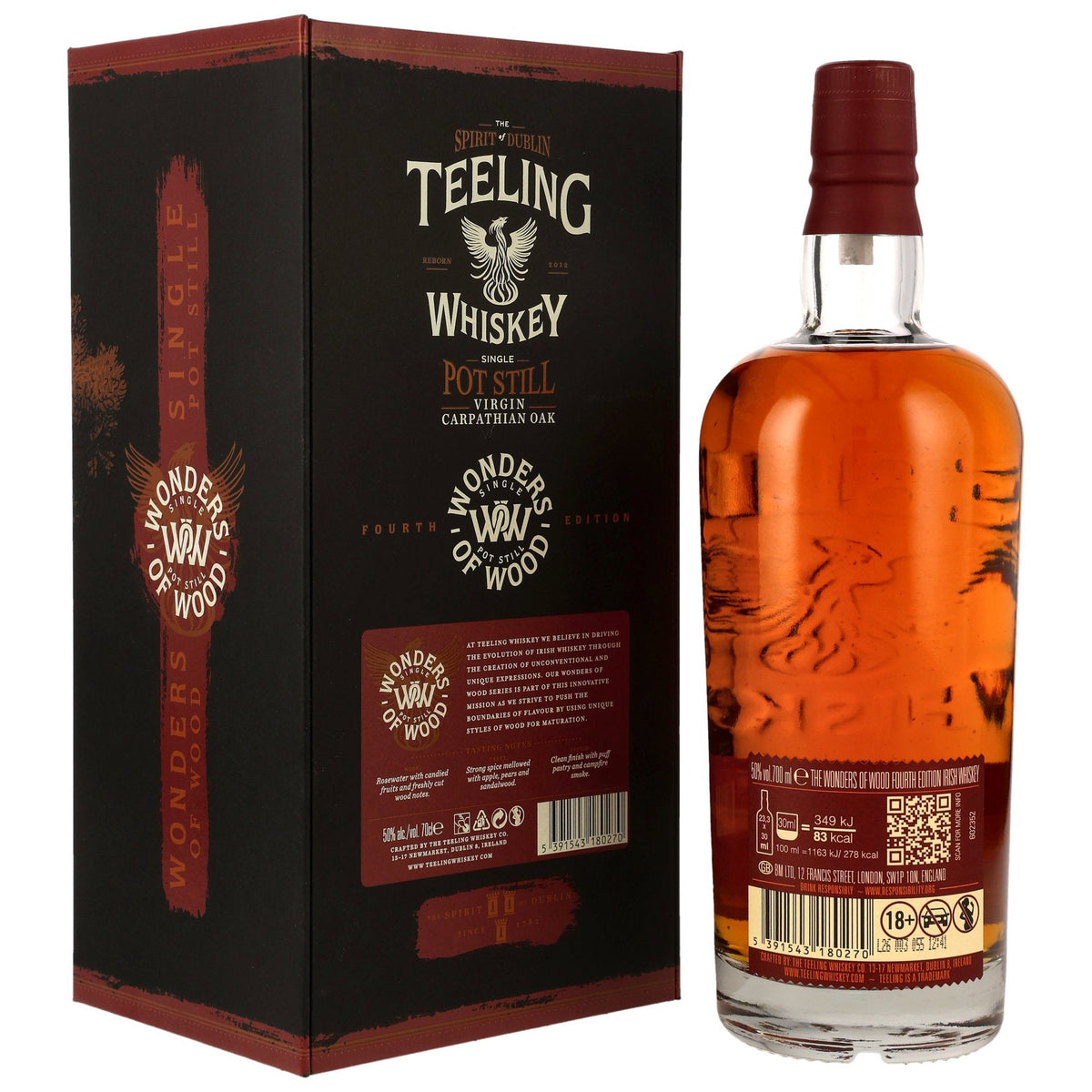 Schwarzbach Spirits Teeling Wonders of Wood Carpathian Oak Whiskey Flasche mit schwarzer Geschenkverpackung