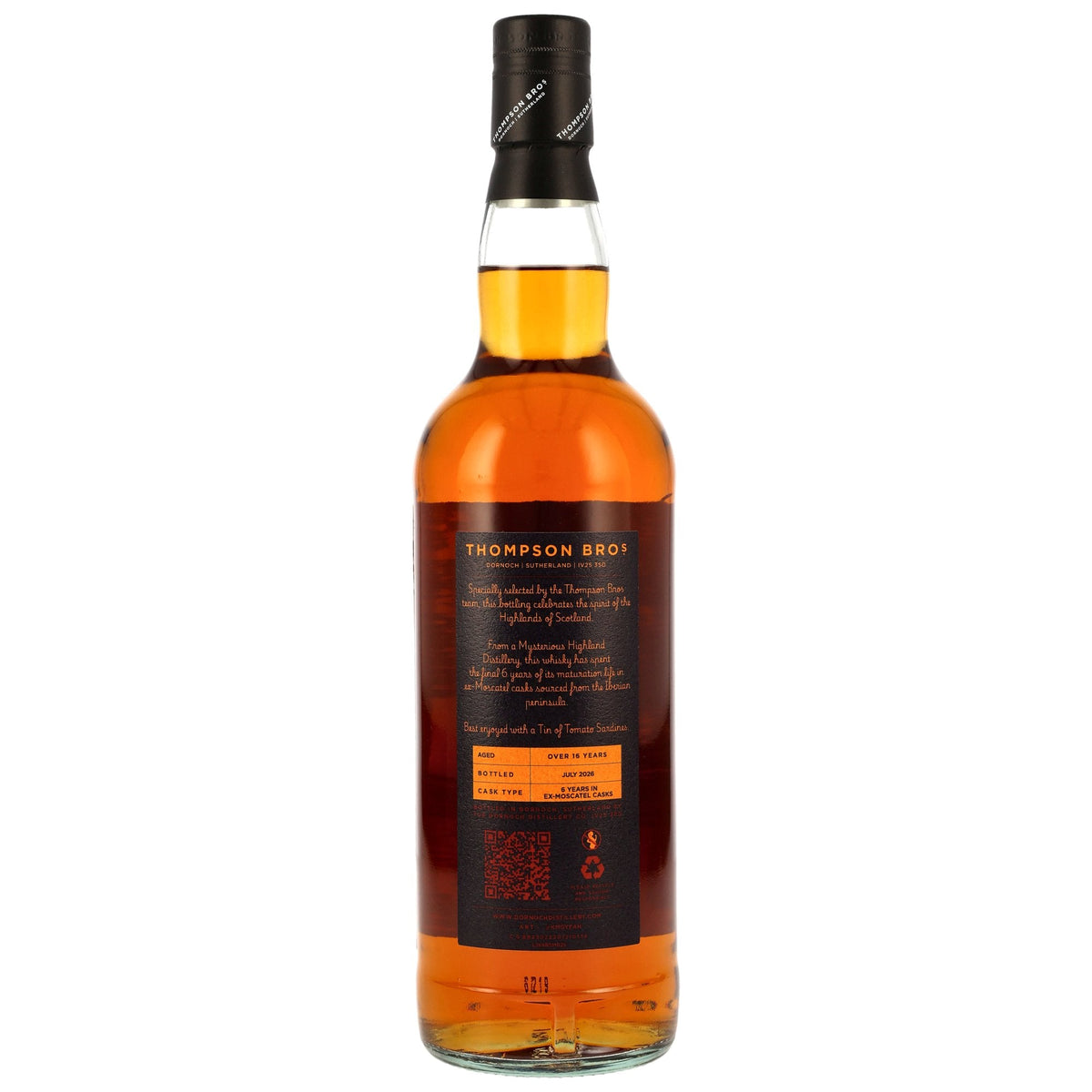 Schwarzbach Spirits Thompson Bros. 16 Jahre Highland Single Malt Whisky mit Moscatel-Finish in der Glasflasche