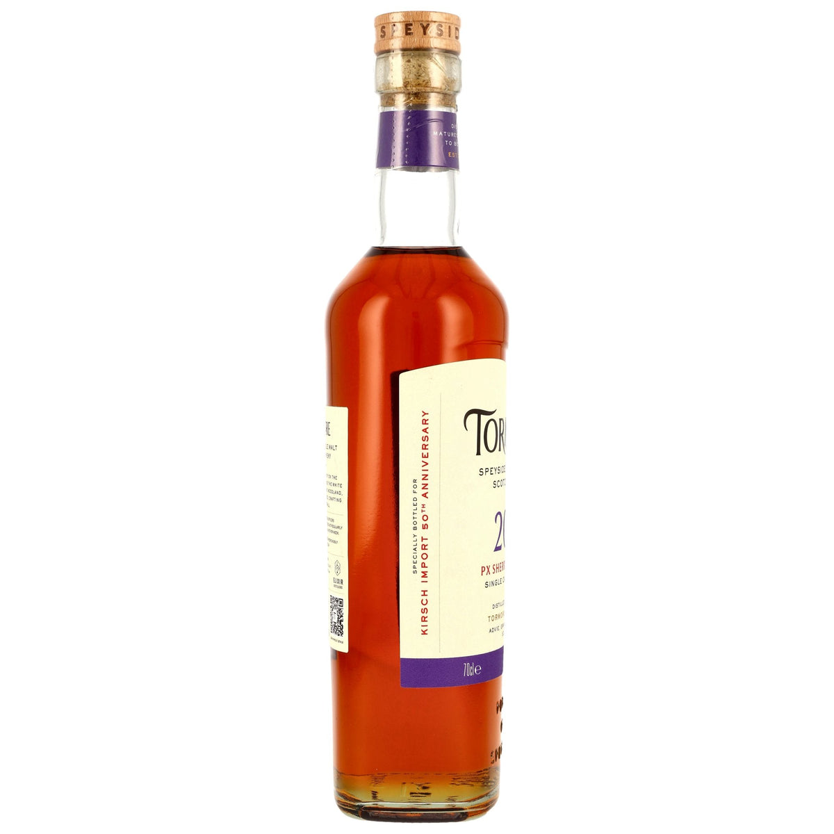 Schwarzbach Spirits Tormore 12 Jahre Single Malt Whisky in einer Glasflasche mit PX Sherry Cask Etikett