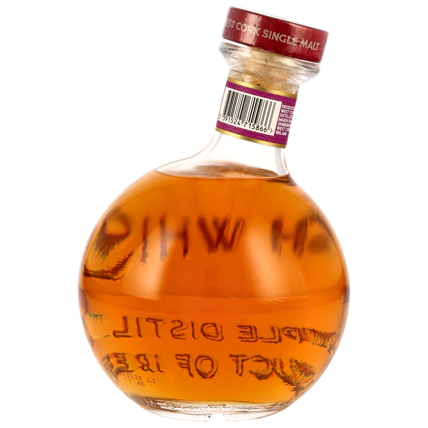 Schwarzbach Spirits West Cork Maritime Port Cask Irish Whiskey in a unique round glass bottle inspired by fishing buoys