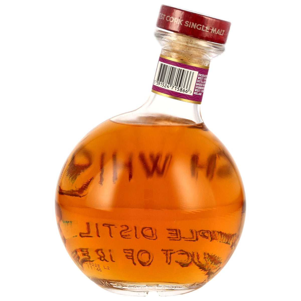 Schwarzbach Spirits West Cork Maritime Port Cask Irish Whiskey in a unique round glass bottle inspired by fishing buoys