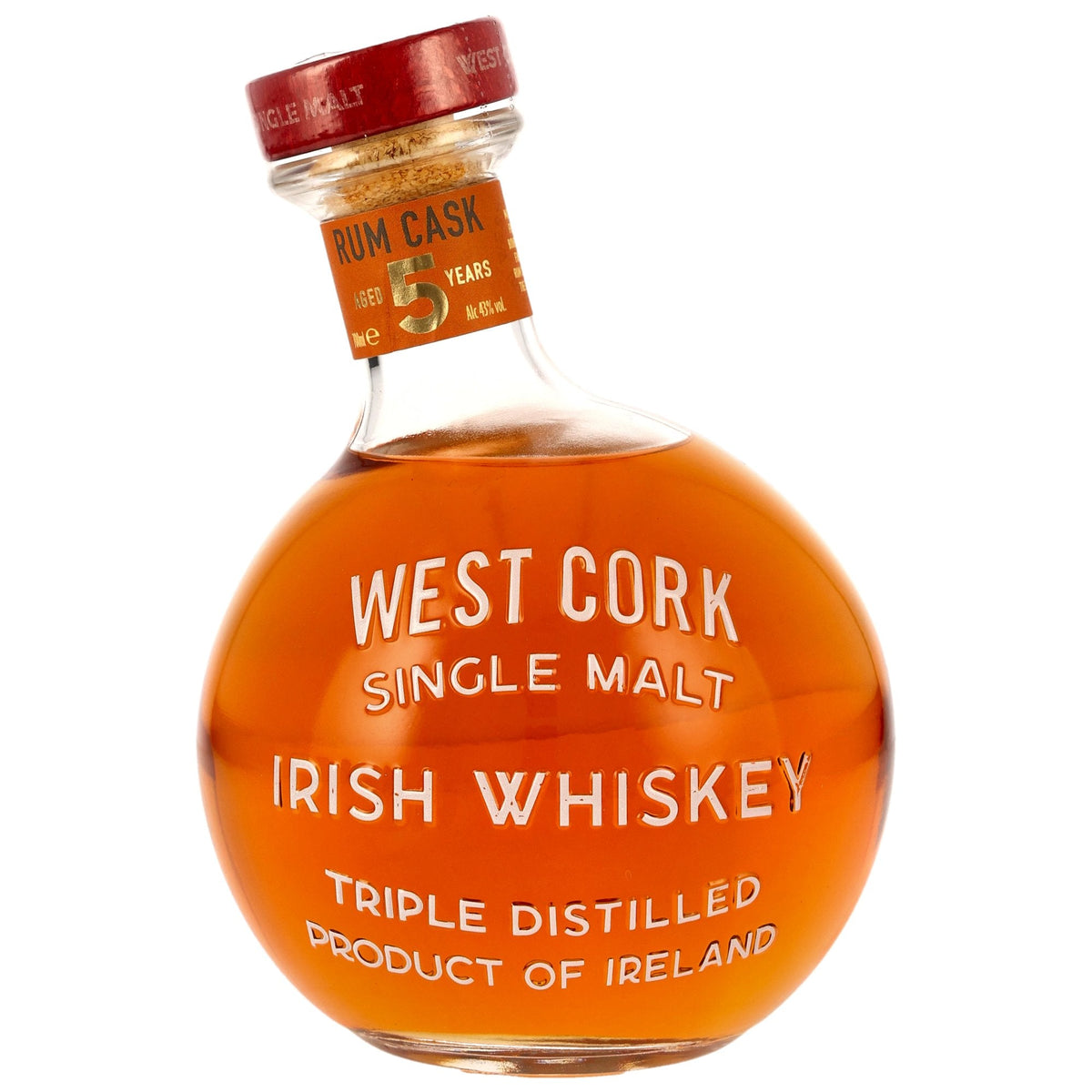 Schwarzbach Spirits West Cork Maritime 5 Jahre Rum Cask Irish Single Malt Whiskey in runder Flasche