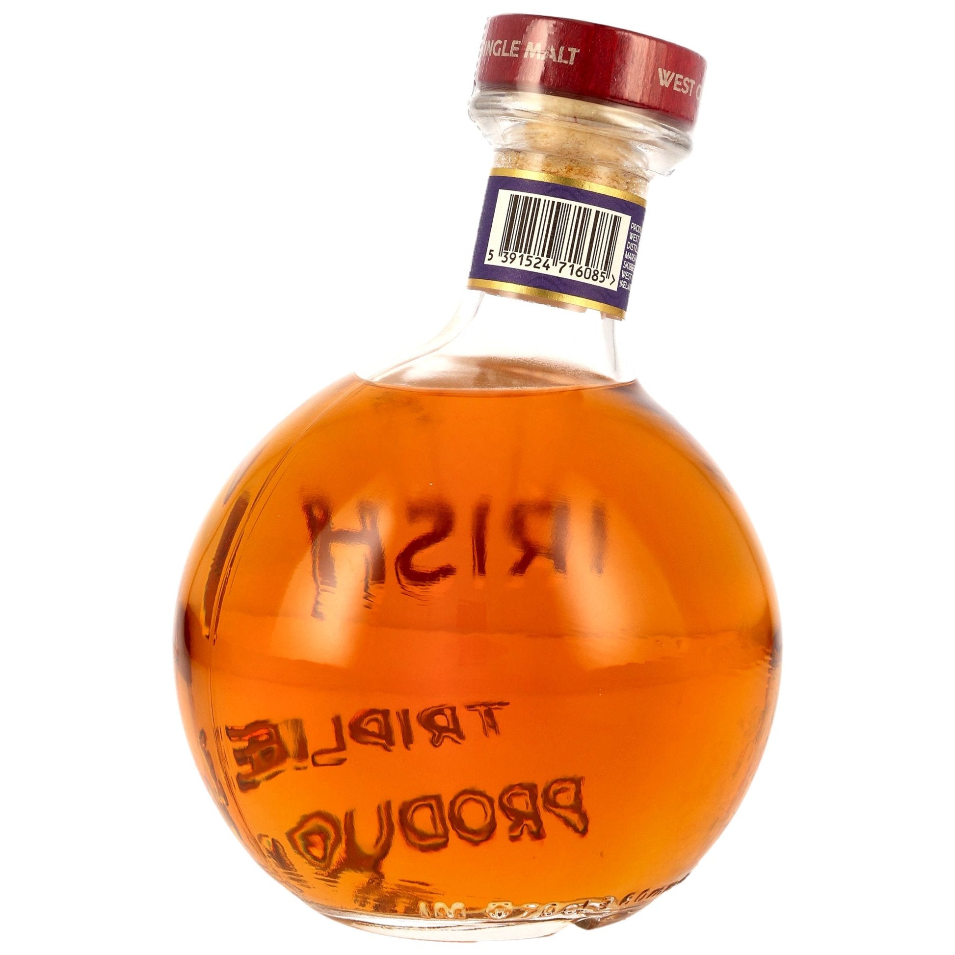 Schwarzbach Spirits West Cork Maritime Sherry Cask Irish Single Malt Whiskey in a unique round glass bottle