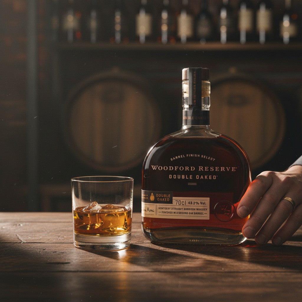 Schwarzbach Spirits: Woodford Reserve Double Oaked Kentucky Straight Bourbon Whiskey in 70cl bottle, 43.2% Vol., finished in a second oak barrel.