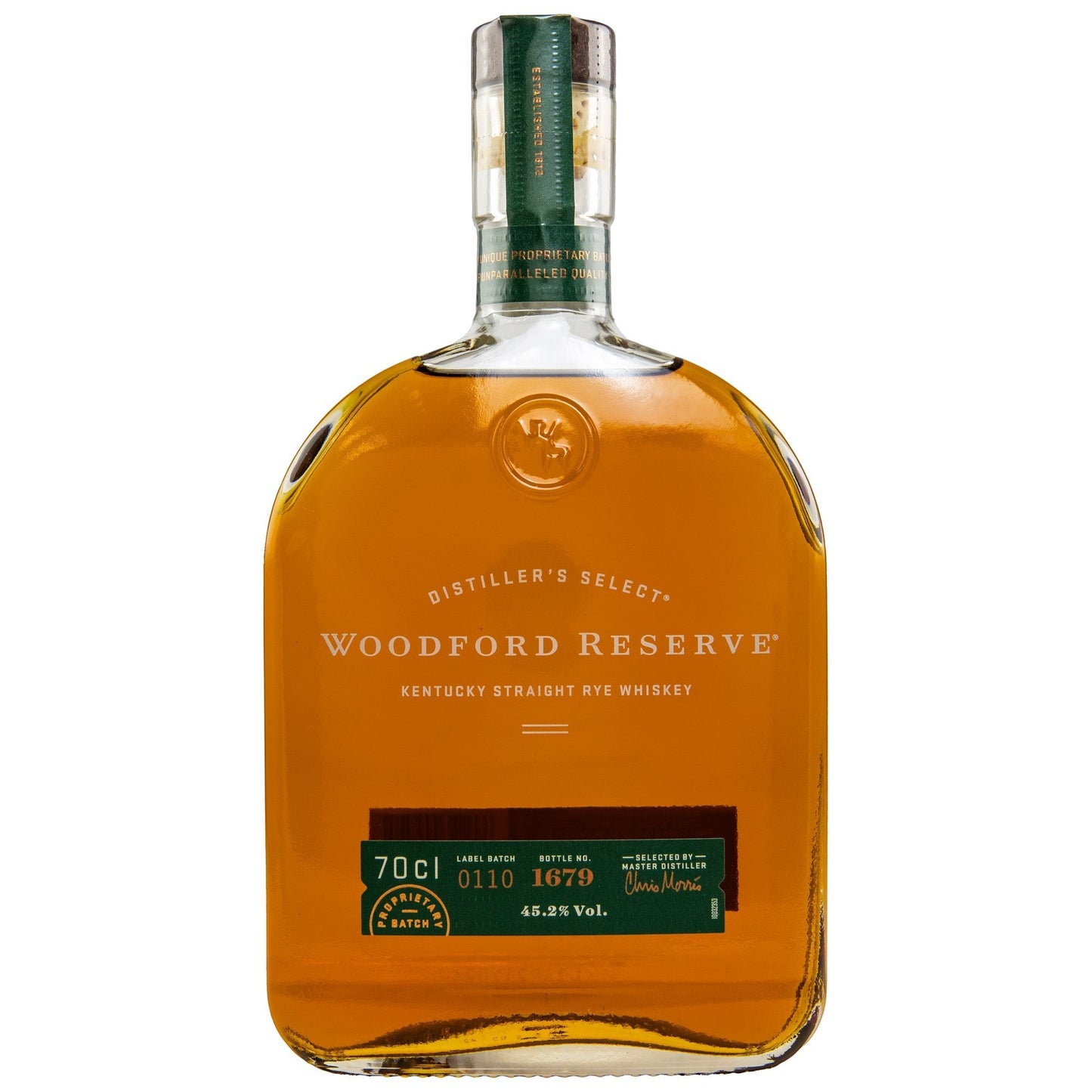 Schwarzbach Spirits: Woodford Reserve Kentucky Straight Rye Whiskey, 45,2% Vol., 70cl. Kräftig-würziger Charakter mit pfeffrigen Noten, Zedernholz, Zimt und Roggen.
