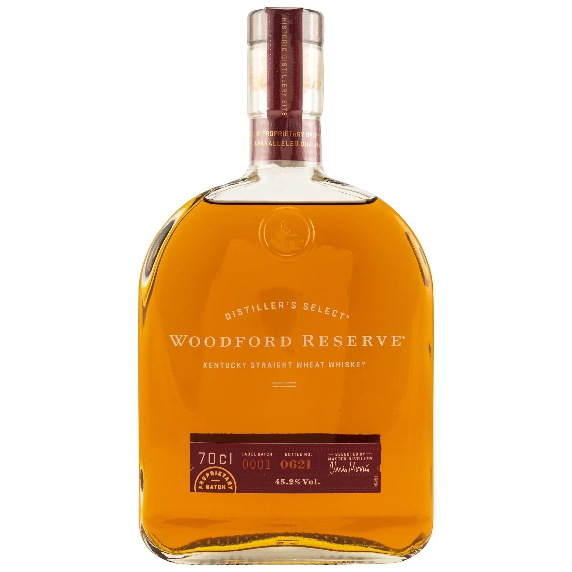 Schwarzbach Spirits Woodford Reserve Distiller's Select Kentucky Straight Wheat Whiskey bottle, amber liquid, 45.2% Vol.