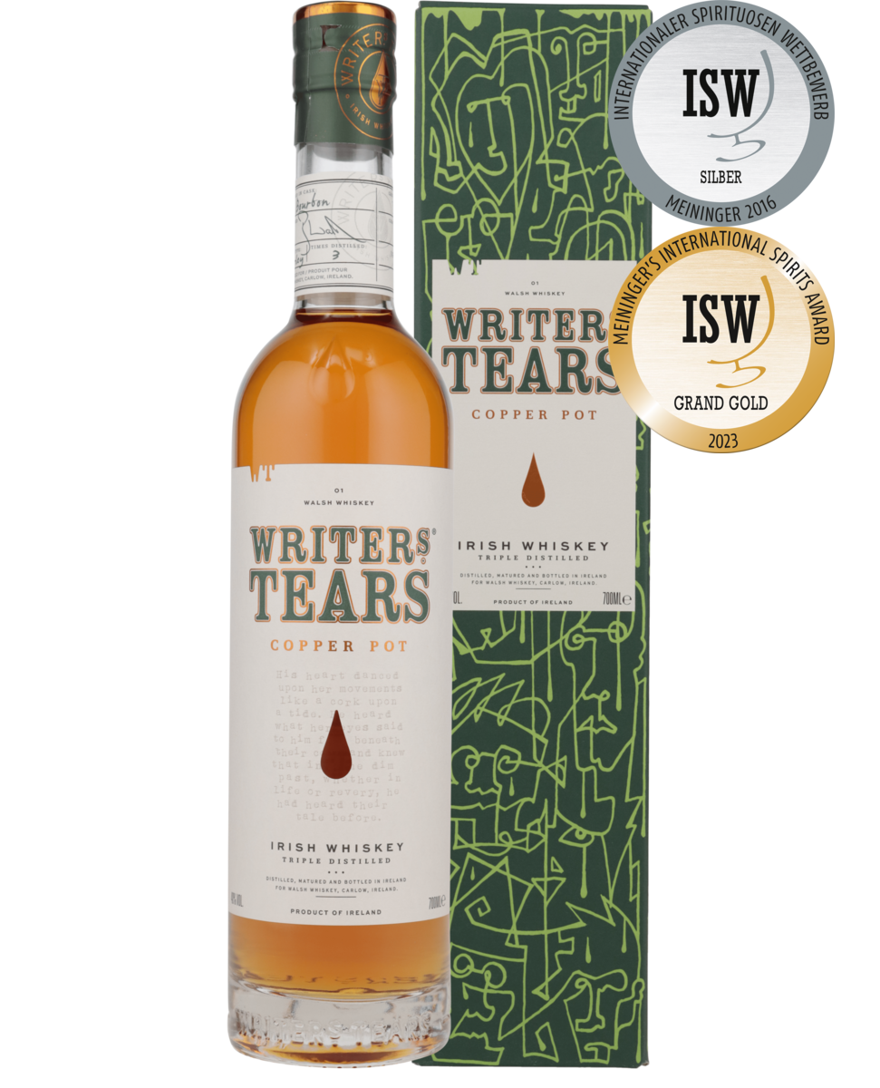 Schwarzbach Spirits Writers’ Tears Copper Pot Irish Whiskey Flasche mit Geschenkverpackung und Auszeichnungsmedaillen