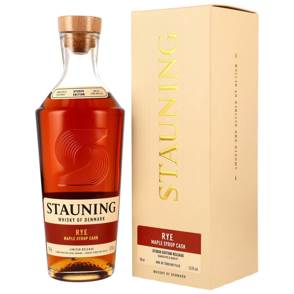 Stauning R.Y.E. Maple Syrup Cask Limited Release Flasche und Verpackung