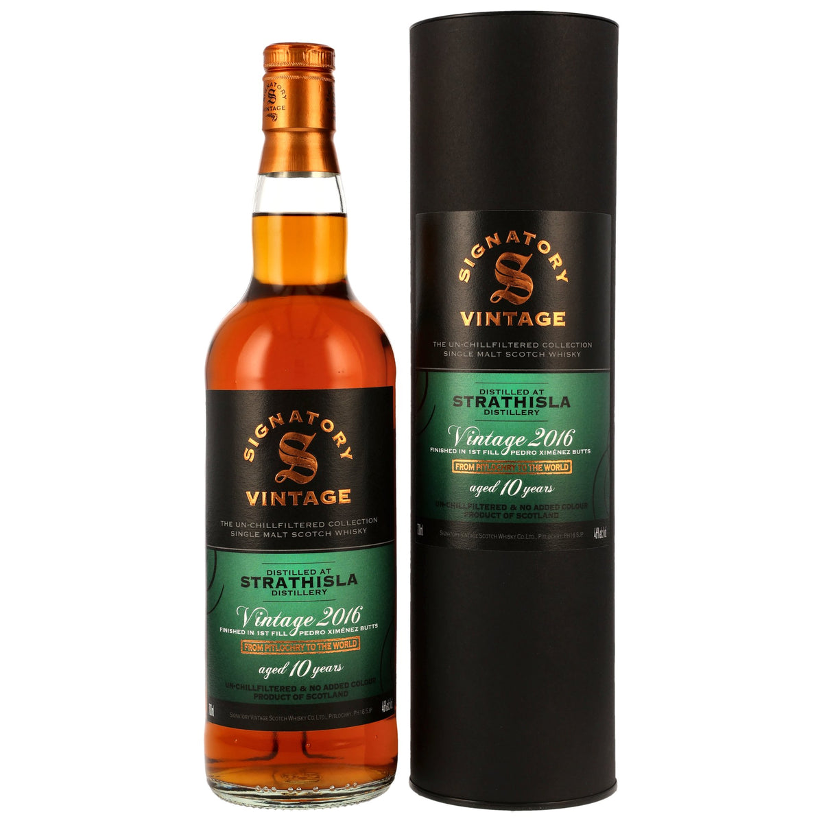 Strathisla 2016 10 Jahre PX Sherry Finish Signatory Flasche und Tube