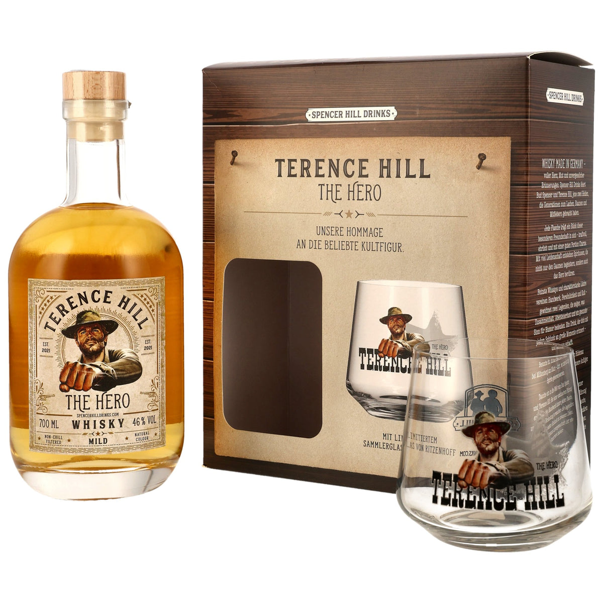 Terence Hill The Hero Whisky mit Glas – Geschenkset