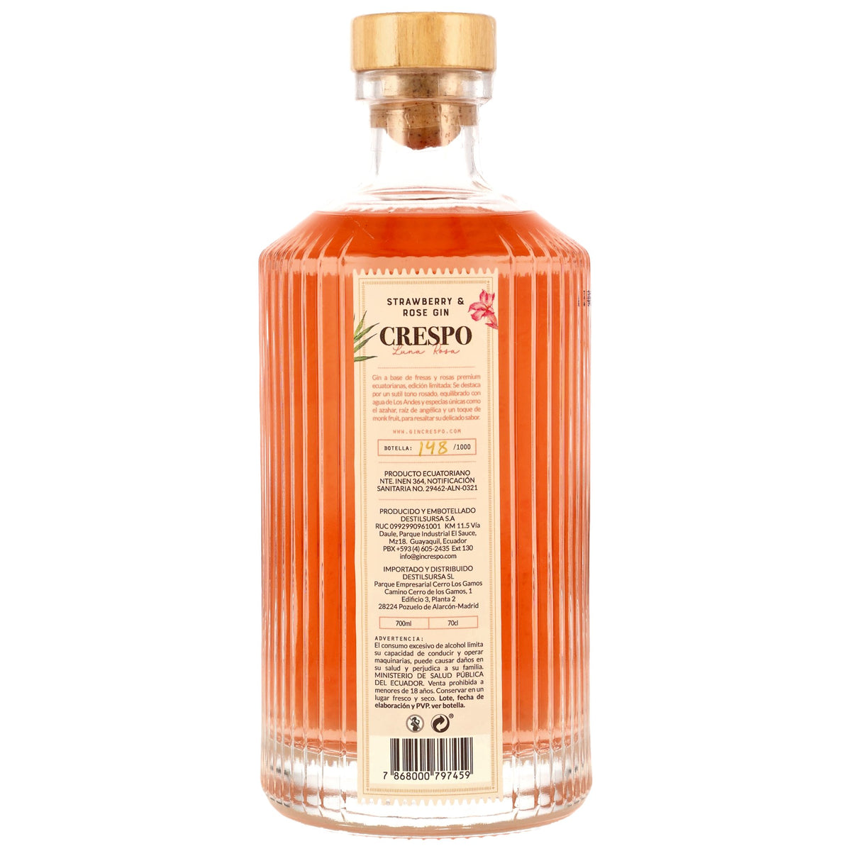 Crespo Luna Rosa Strawberry & Rose Gin Produktansicht