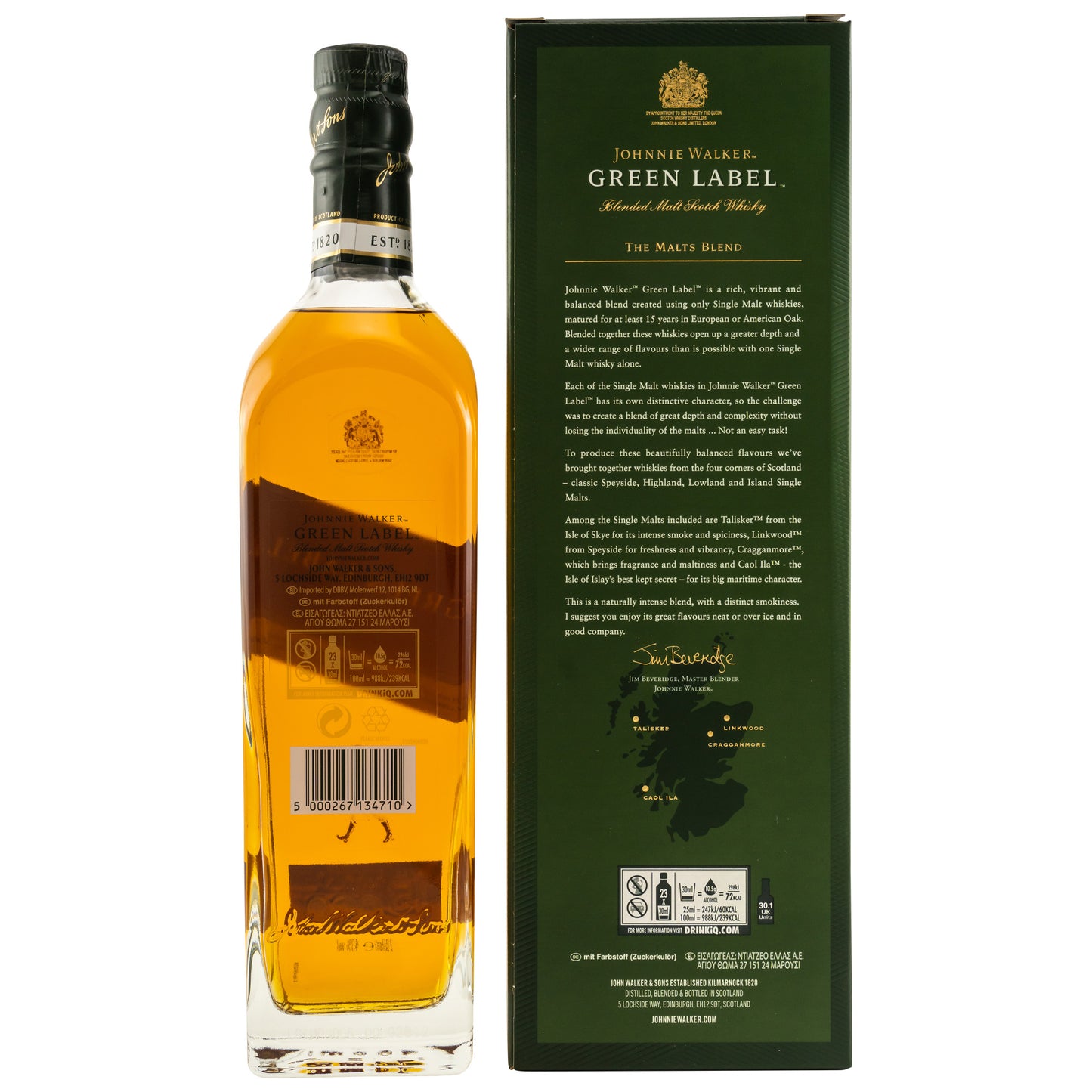 JOHNNIE WALKER - 15 Jahre Green Label - 43% vol. - Schwarzbach Spirits